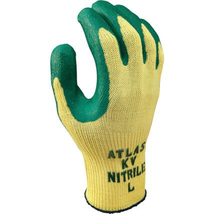 Cut Resistant Gloves, Green/Yellow, EN388: 2016, 3, X, 4, 3, C, Nitrile Palm & Finger Tips, Aramid, Size 10