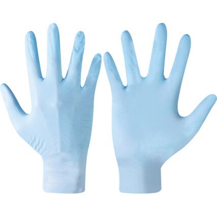 7500PF Disposable Gloves, Blue, Nitrile, 4mil Thickness, Powder Free, Size L, Pack of 100