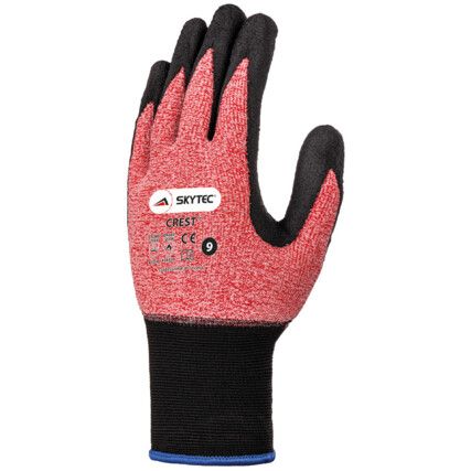 Crest™, General Handling Gloves, Red/Black/Blue, Crinkle Nitrile Coating, Genium™ Liner, Size S