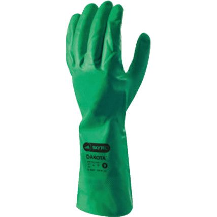 Dakota, Chemical Resistant Gauntlet, Green, Nitrile, Cotton Flocked Liner, Size 10