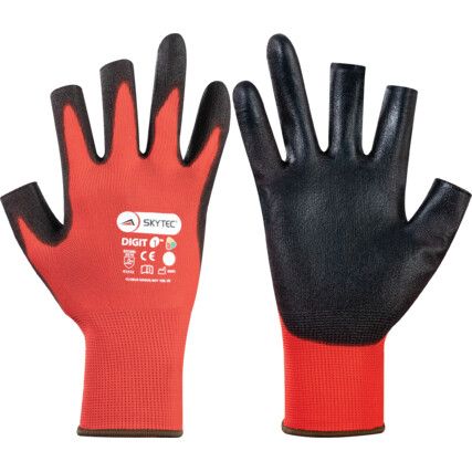 SKY712 Digit 1, General Handling Gloves, Black/Red, Polyurethane Coating, Nylon Liner, Size 10