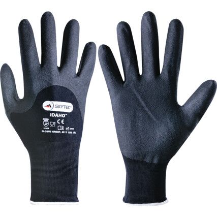 Idaho Mechanical Hazard Gloves, Black, Nylon Liner, PVC Coating, EN388: 2003, 4, 1, 3, 1, Size 7