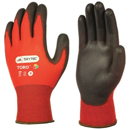 SKYTEC TORO PU PALM COATEDGLOVESRED/BLACK (S-9)(L)