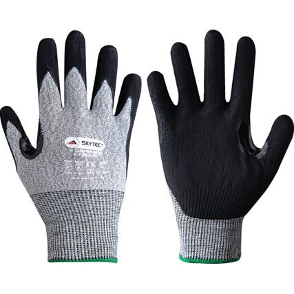 Cut Resistant Gloves, Black/Grey, EN388: 2016, 4, X, 4, 4, E, Nitrile Foam Palm, Glass/HPPE/Polyester/Spandex/Steel, Size 7