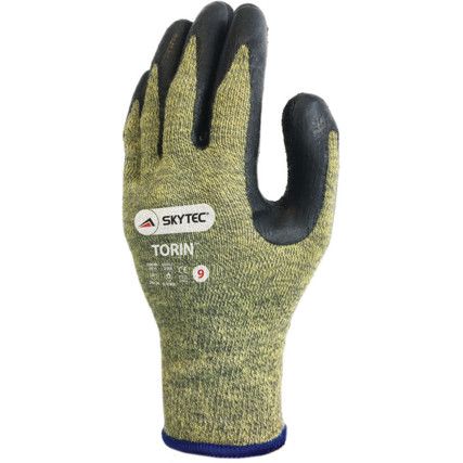 Torin, Cut Resistant Gloves, Black/Yellow, EN388: 2016, 3, X, 4, 2, D, Latex Palm Coated, Para-aramid, Size 8