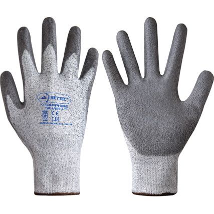 Ninja Silver +, Cut Resistant Gloves, Grey, EN388: 2016, 4, X, 4, 3, C, PU Palm, HPPE, Size 8