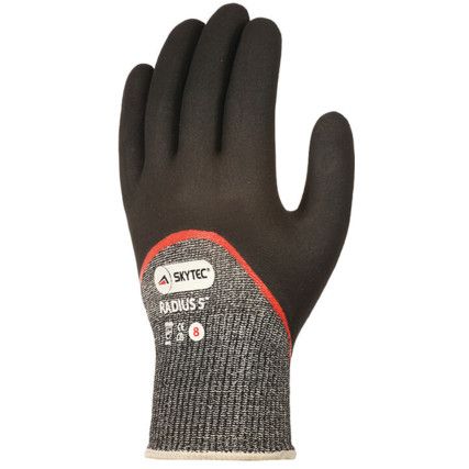 Radius 5, Cut Resistant Gloves, Black/Grey, EN388: 2003, 4, 5, 3, 4, Nitrile ¾ Coated, HPPE/Nylon, Size 9