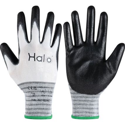 Mechanical Hazard Gloves, Black/White, Recycled Polyester/Spandex Liner, Polyurethane Coating, EN388: 2016, 3, 1, 2, 1, X, Size 11