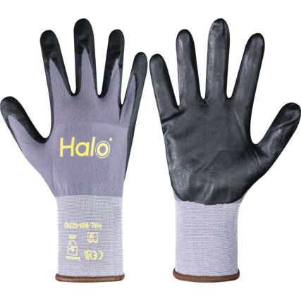 Mechanical Hazard Gloves, Black/Grey, Nylon/Spandex Liner, Nitrile Foam Coating, EN388: 2016, 4, 1, 2, 1, X, Size 10