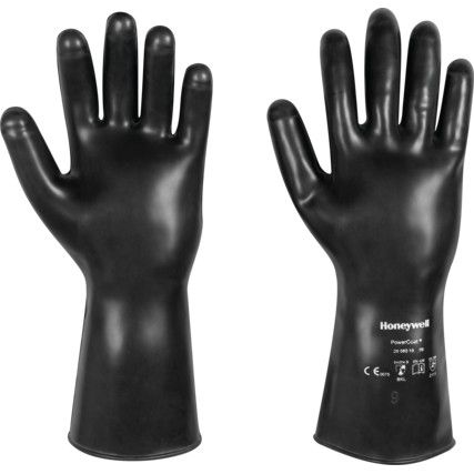 Powercoat 080-10, Chemical Resistant Gloves, Black, Rubber, Unlined, Size 10