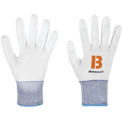 Vertigo, Cut Resistant Gloves, White, EN388: 2016, 4, X, 4, 2, B, PU Palm & Finger Tips, Lycra/Spectra®, Size 6