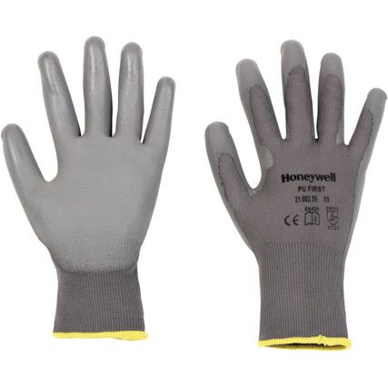 2100250 Mechanical Hazard Gloves, Grey, Polyamide Liner, Polyurethane Coating, EN388: 2016, 3, 1, 3, 1, X, Size 10