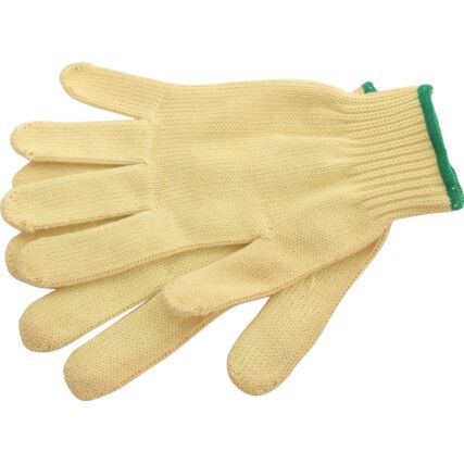 Cut Resistant Gloves, Yellow, Kevlar®, Uncoated, EN388: 2003, 1, 4, 4, X, Size 8"