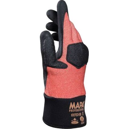 Krotech, Mechanical Hazard Gloves, Black/Red, HDPE/Textile Liner, Nitrile Coated Palm & Knuckles, EN388: 2016, 4, X, 4, 3, D, Size 9