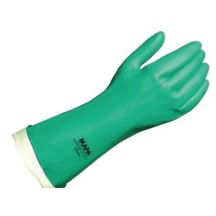 Ultranitril 491, Chemical Resistant Gloves, Green, Nitrile, Cotton Flocked Liner, Size 8