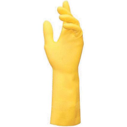 Vital 124, Chemical Resistant Gloves, Yellow, Latex, Cotton Flocked Liner, Size 8