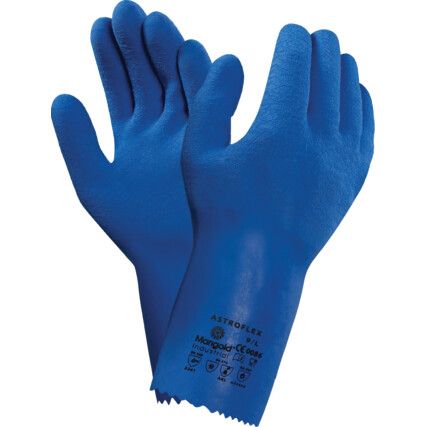 Astroflex, Chemical Resistant Gloves, Blue, Polyamide Liner, Nylon Liner, Size 7