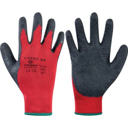 Cut Resistant Gloves, Black/Red, Latex Coating, EN388: 2003, 3, 2, 4, 1, Size 8