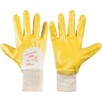 N230Y Nitrotough Mechanical Hazard Gloves, Yellow, Cotton Liner, Nitrile Coating, EN388: 2016, 4, 1, 1, 1, A, Size 8