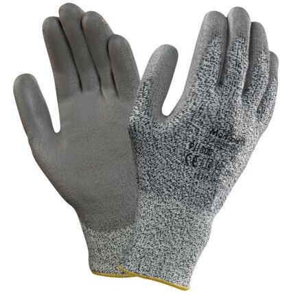 Cut Resistant Gloves, PU Coated, Grey, Size 8