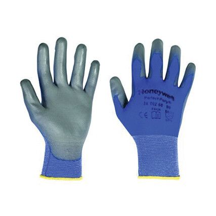 2400260 Perfect Poly Skin Mechanical Hazard Gloves, Blue/Grey, Polyamide Liner, Polyurethane Coating, EN388: 2016, 2, 1, 1, 0, X, Size 8