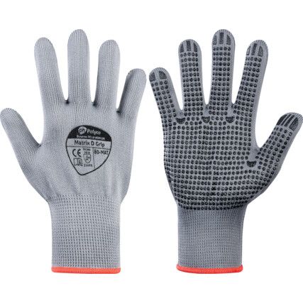 803-MAT Matrix Mechanical Hazard Gloves, Grey, Nylon Liner, PVC Coating, EN388: 2016, 2, 1, 4, X, X, Size 9