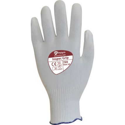 7663 Inspec Grip Mechanical Hazard Gloves, Red/White, Nylon Liner, PVC Coating, EN388: 2016, 2, 1, 4, 2, X, Size 10