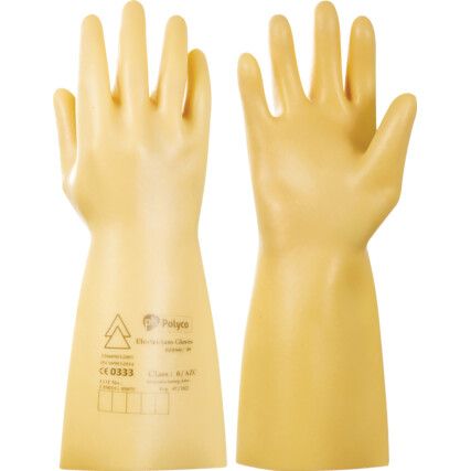 RE0360 SuperGlove, Electricians Gloves, Yellow, Latex, Uncoated, Size 8
