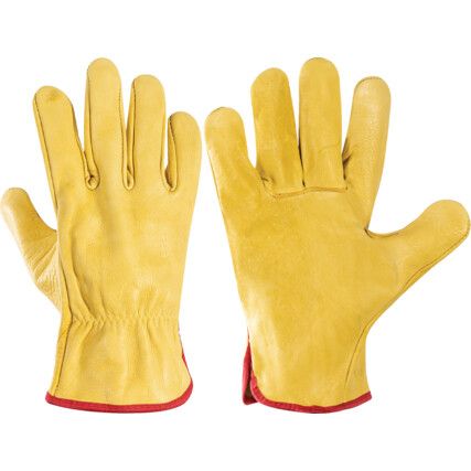 DR100 Daytona Mechanical Hazard Gloves, Yellow, Fleece Liner, Leather Coating, EN388: 2003, 2, 1, 2, 2, Size 8