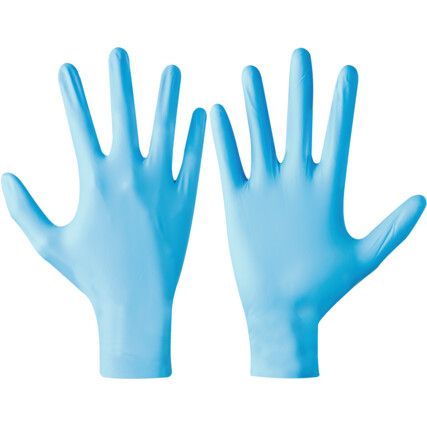 Finite FN100 Disposable Gloves, Blue, Nitrile, 4.7mil Thickness, Powder Free, Size 7.5, Pack of 100