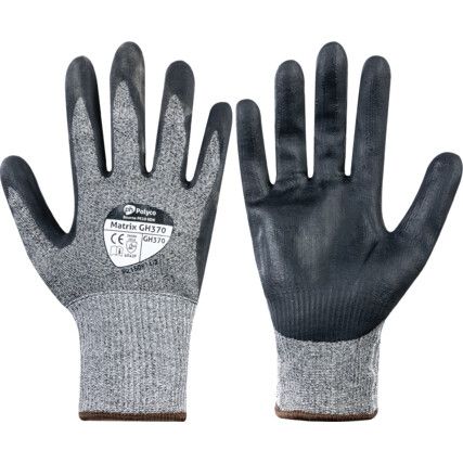 Matrix®, Cut Resistant Gloves, Nitrile Foam Palm, Seamless Knit Liner, Grey/Black, EN388: 2016, 4, X, 4, 2, F, Size 8