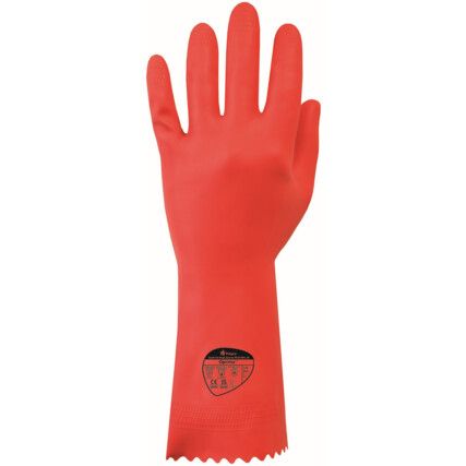 OPTIMA RED 30CM RUBBER FLOCK LINED GLOVE (S-6)