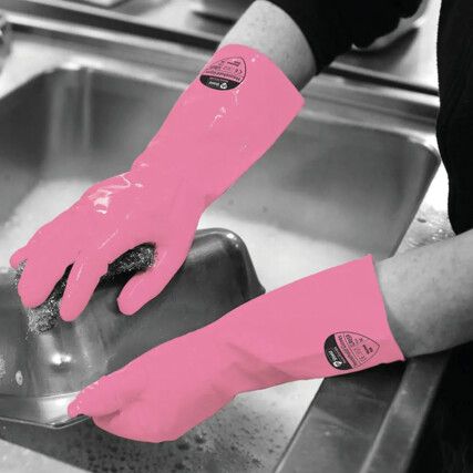 SHIELD 2 HOUSEHOLD RUBBER GLOVES PINK (XL)