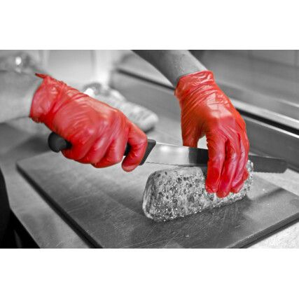 SHIELD COLOURED P/F RED VINYL GLOVES (S) (BX-100)