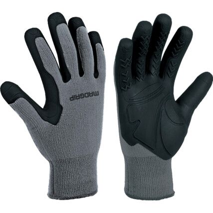 Madgrip, Cut Resistant Gloves, Black, Rubber Palm, Cotton/Nylon/Spandex Liner, EN388: 2003, 4, 2, 3, 1, Size 10