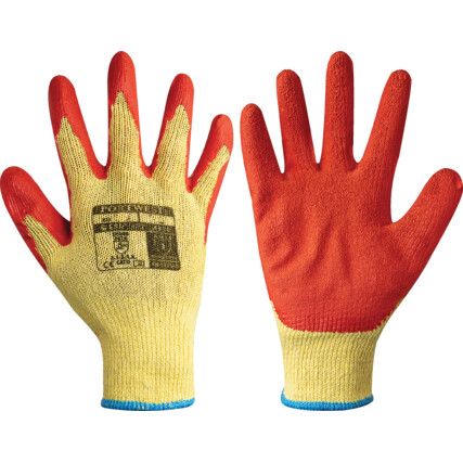 A150 Mechanical Hazard Gloves, Orange/Yellow, Cotton/Polyester Liner, Latex Coating, EN388: 2003, 2, 1, 2, 1, Size XL