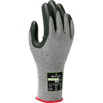 Duracoil, Cut Resistant Gloves, Grey, Nitrile Palm Coated, DURACoil Liner, EN388: 2016, 4, X, 4, 2, C, Size 6