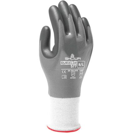 Cut Resistant Gloves, Nitrile Coated, Grey, Size 8