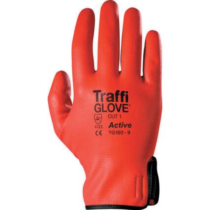 TG180 Active So-Flex Mechanical Hazard Gloves, Red, Nylon Liner, Coating, EN388: 2003, 4, 1, 2, 2, Size 10