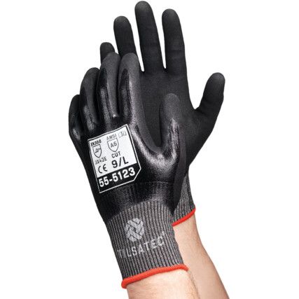 Cut Resistant Gloves, Foam Nitrile Coated, Grey, Size 8