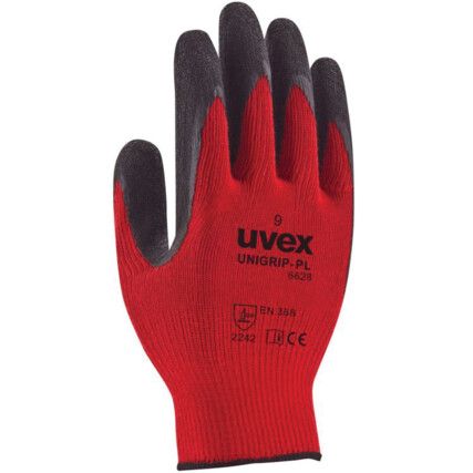 Unigrip PL 6628, Mechanical Hazard Gloves, Red, Knitted Liner, Latex Coating, EN388: 2016, 2, 1, 4, 2, X, Size 2XL