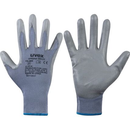 Unipur 6631 Mechanical Hazard Gloves, Grey, Nylon Liner, Polyurethane Coating, EN388: 2003, 4, 1, 4, 1, Size 7