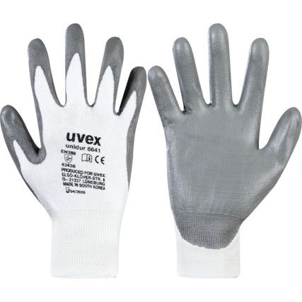 Unidur, Cut Resistant Gloves, Grey/White, PU Palm, Dyneema® Liner, EN388: 2016, 4, 3, 4, 3, B, Size 9