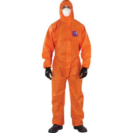 AlphaTec 1500 Hooded Coveralls, Small, Orange