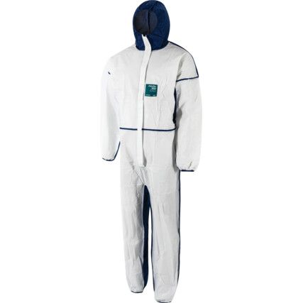 1800-WN Microgard Chemical Protective Coveralls, Disposable, Type 5/6, Blue/White, Microporous polyethylene film, Zipper Closure, XL