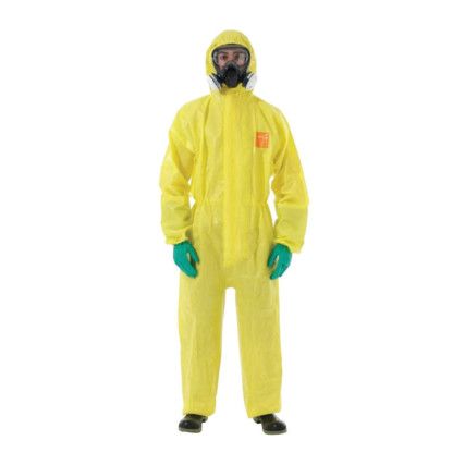 3000-YE Chemical Protective Coveralls, Disposable, Yellow, SMS Non-Woven Fabric, Type 4/5/6 Protection, Zipper Closure, Size XL