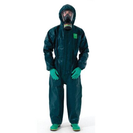 4000-GR Microchem Chemical Protective Coveralls, Disposable, Type 3/4/5, Green, MICROCHEM 4000, Zipper Closure, 6XL