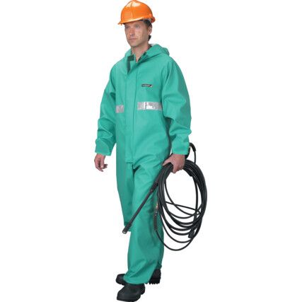 Chemsol Plus, Chemical Protective Boilersuit, Reusable, Type 3/4, Green, Polyester, Closure Hook & Loop, Chest 40-42", M