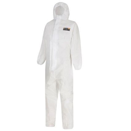 Alphashield 2000CP, Chemical Protective Coveralls, Disposable, Type 5/6, White, Polyethylene/Polypropylene, Chest 116 - 124cm, 2XL