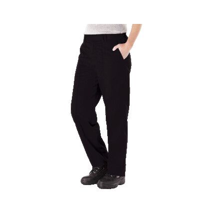 Work Trousers, Women, Black, Poly-Cotton, Waist 32", Leg 31", Regular, Size 14